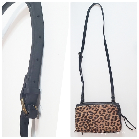 🎉MADEWELL Limited Edition Twin Cross Body Bag,Calf Hair with Leopard Print, NEW - Picture 9 of 16